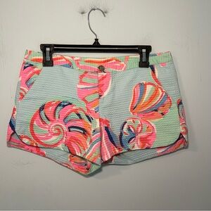 Lilly Pulitzer Addie Minty Fresh Resort SeaShell Print Shorts Size 2